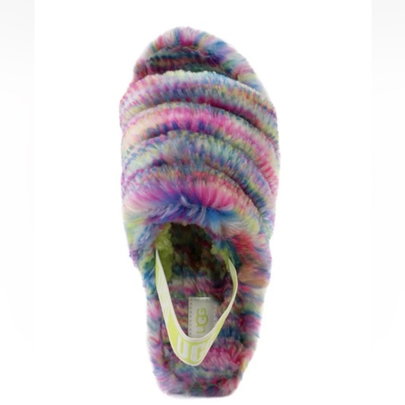 UGG Fluff Yeah Pixelate Printed Faux Shearling Slides - Picture 6 of 7